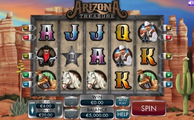 Main game board featuring five reels and 5 paylines with a $4,000 max payout