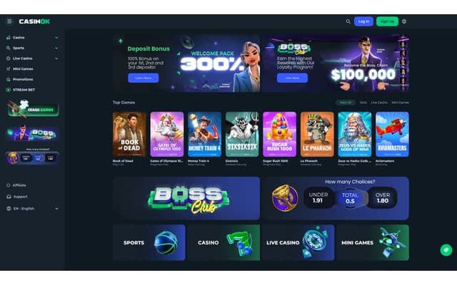 Casinok home screen