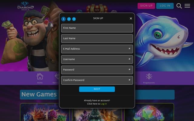 Diamond Reels home screen