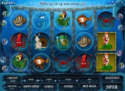 main game board featuring five reels and nine paylines