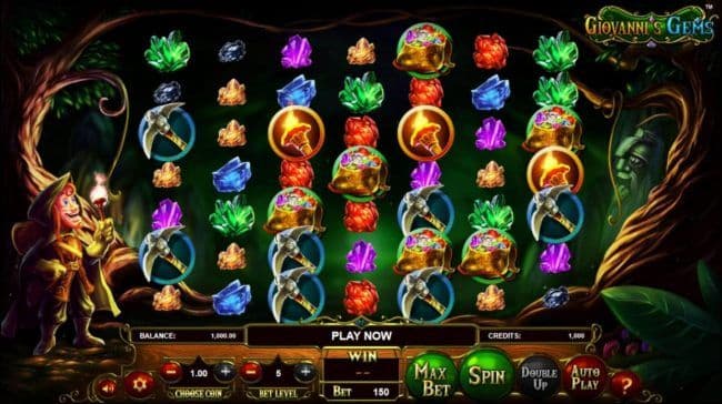 Main game board featuring five reels and 30 paylines with a $2,250,000 max payout.