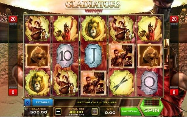 Main game board featuring five reels and 20 paylines with a $18,000 max payout