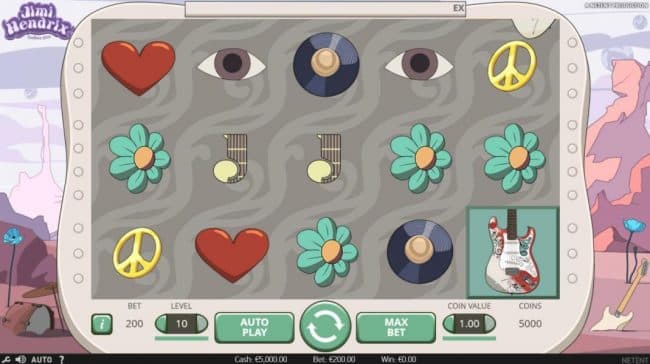 Main game board featuring five reels and 20 paylines with a $80,000 max payout