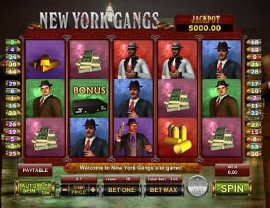 main game board featuring five reels and 25 paylines