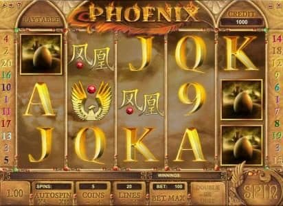 main game board featuring five reels and twenty paylines