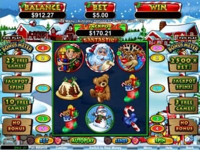 Main game board featuring three reels and 5 paylines with a $600 max payout