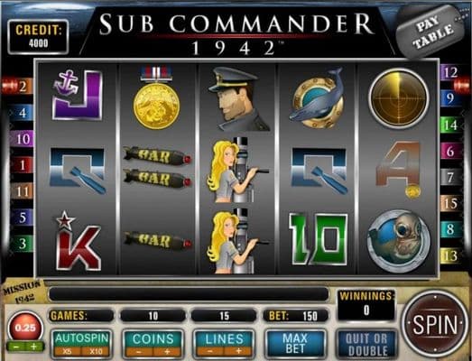 Main game board featuring five reels and 15 paylines with a $30,000 max payout.