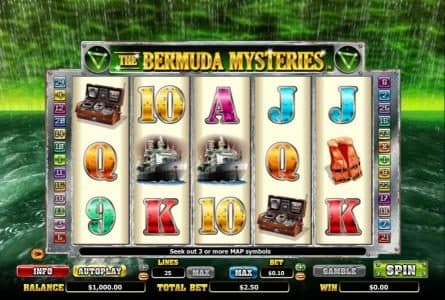 main game board featuring five reels and 25 paylines