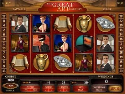 main game board featuring five reels and 25 paylines