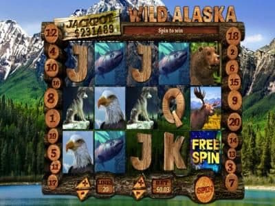 Main game board featuring five reels and 20 paylines with a $750 max payout
