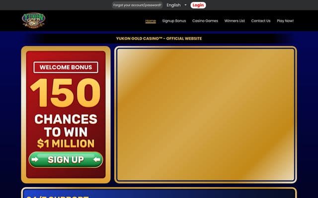 Yukon Gold Casino home screen
